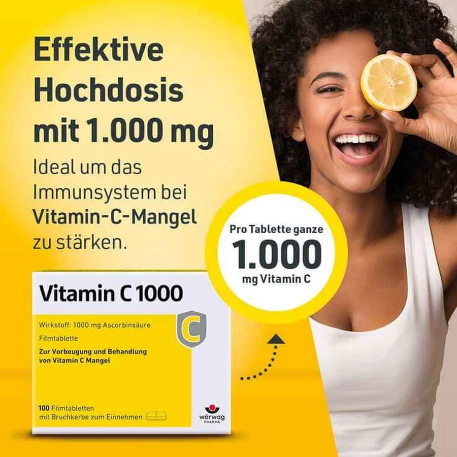 Vitamine C 1000 mg tabletten, 100 filmomhulde tabletten