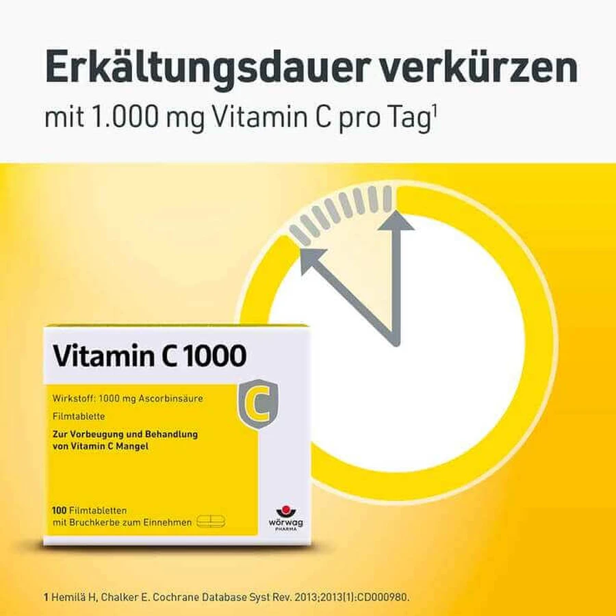 Vitamine C 1000 mg tabletten, 100 filmomhulde tabletten