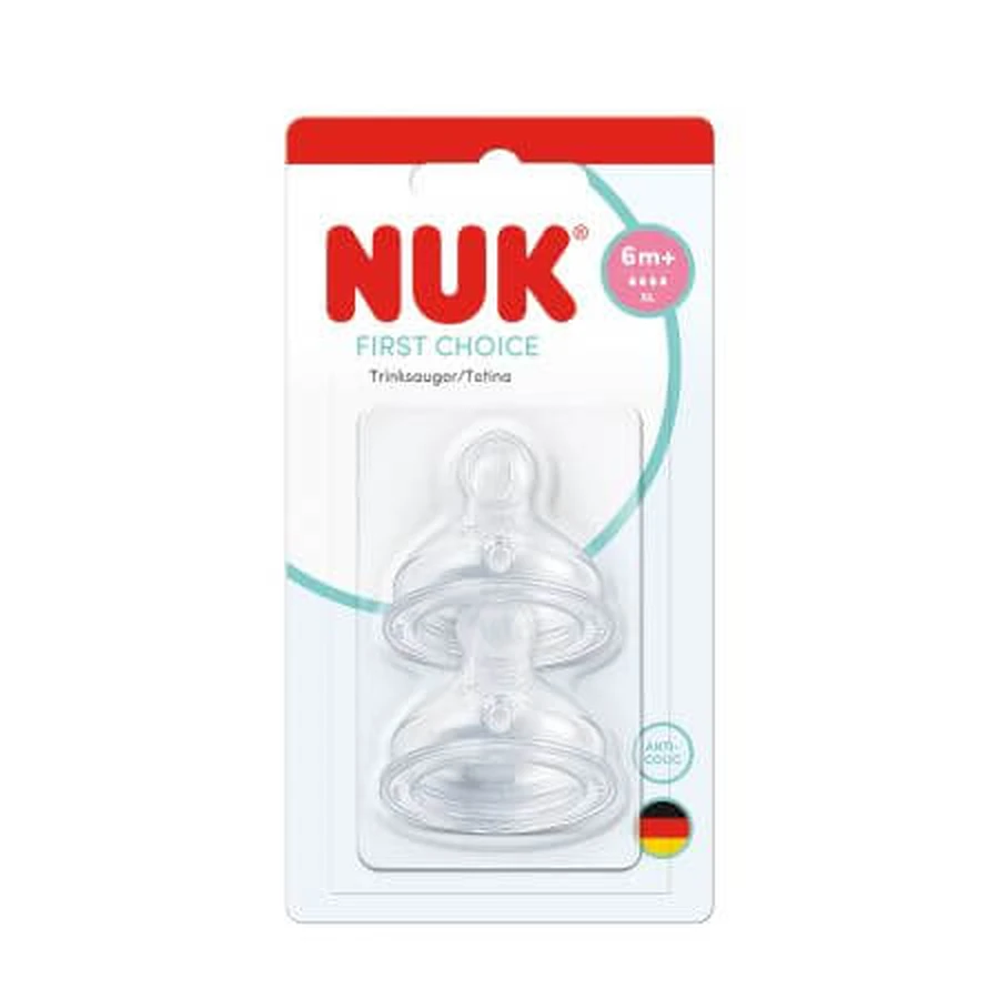 First Choice XL-Flow Silicone Nipple, 6 months+, 2-pack, Nuk