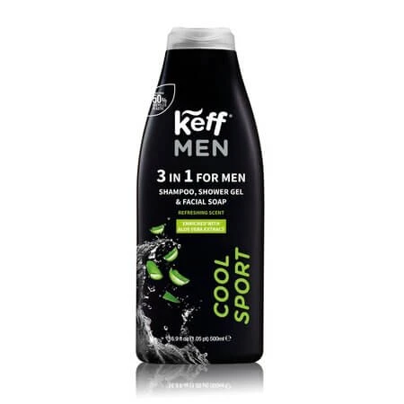 Cool Sport 3-in-1 douchegel, shampoo en gezichtsreiniger, 500 ml, Keff Men