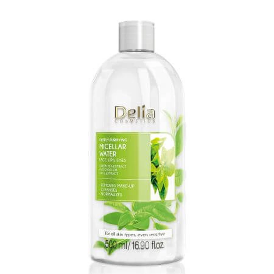Głęboko oczyszczający płyn micelarny z zieloną herbatą, 500 ml, Delia: ceny i cechy