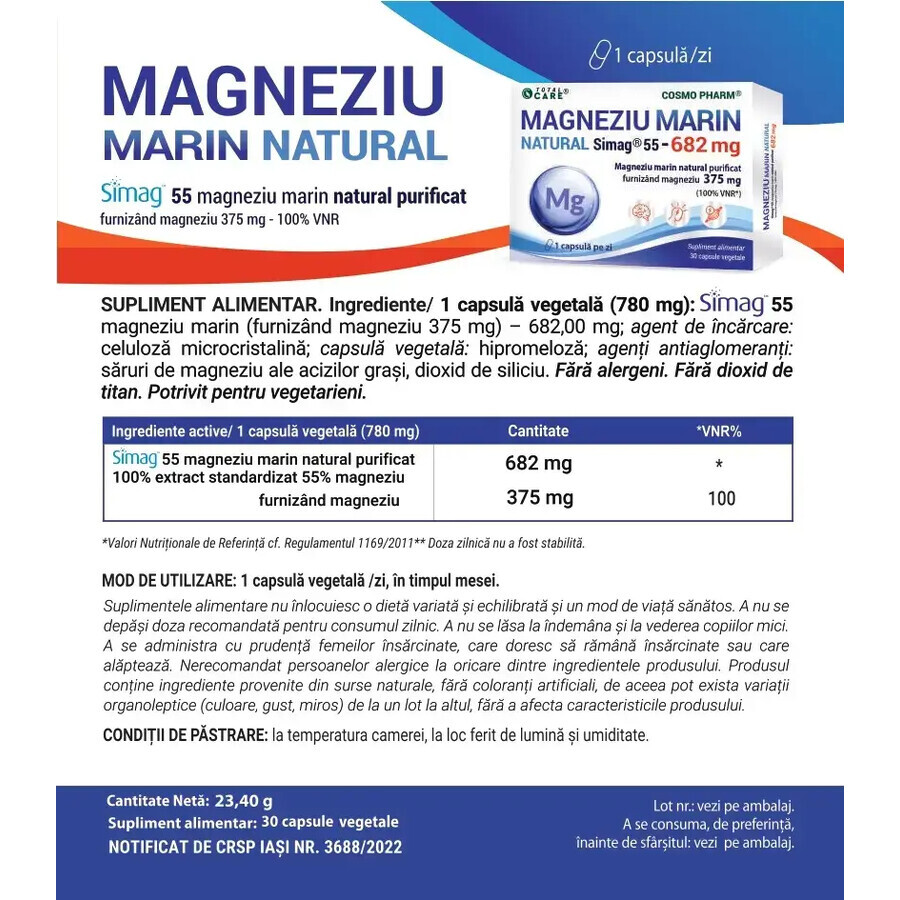 Marine Magnesium, 682 mg, 30 capsules, Cosmo Pharm