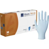 Guantes de examen de nitrilo con forro interior de fibra natural de avena, sin talco, talla M, azul, 100 unidades, Abena