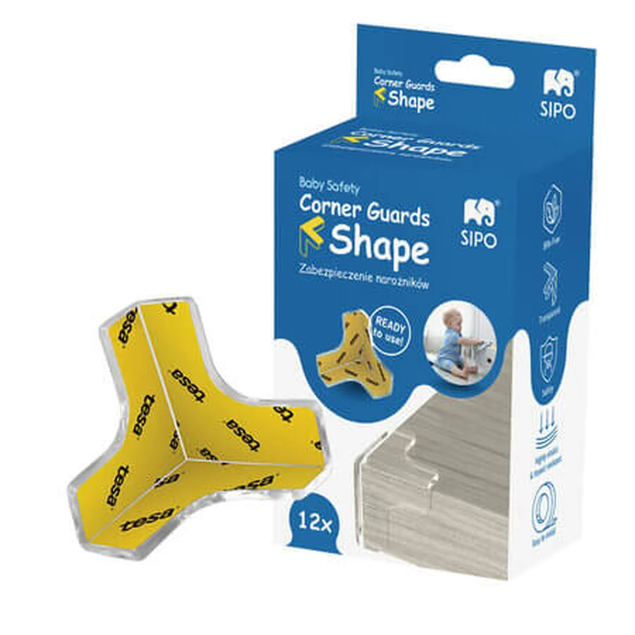 Set di 12 angolari protettivi in silicone, 38x38 mm, Sipo