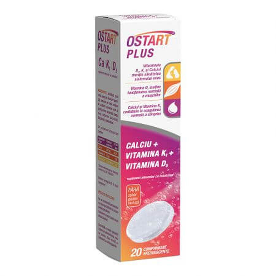 Ostart Plus Ca + K1 + D3, 20 comprimidos, Fiterman Pharma