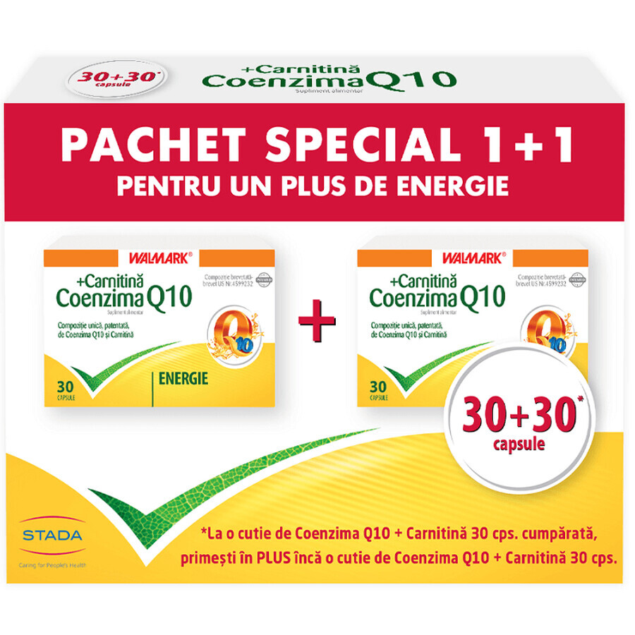 Coenzyme avec Carnitine Package 1+1, 30 + 30 gélules, Walmark