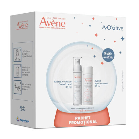 Ensemble crème de jour hydratante lissante A-OXitive, 30 ml + spray d'eau thermale, 50 ml, 80 ml, Avène