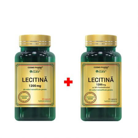 Paquet de lécithine, 1200 mg, 60 + 30 gélules, Cosmopharm