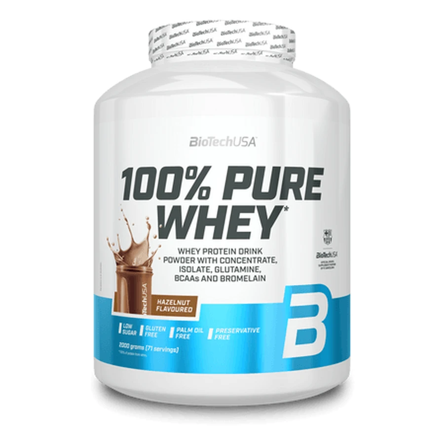 100% Pure Whey Protein Shake, Hazelnoot, 2000 g, BioTechUSA