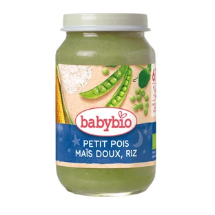 Biologische puree van erwten, suikermaïs en rijst, vanaf 6 maanden, 200 g, Babybio