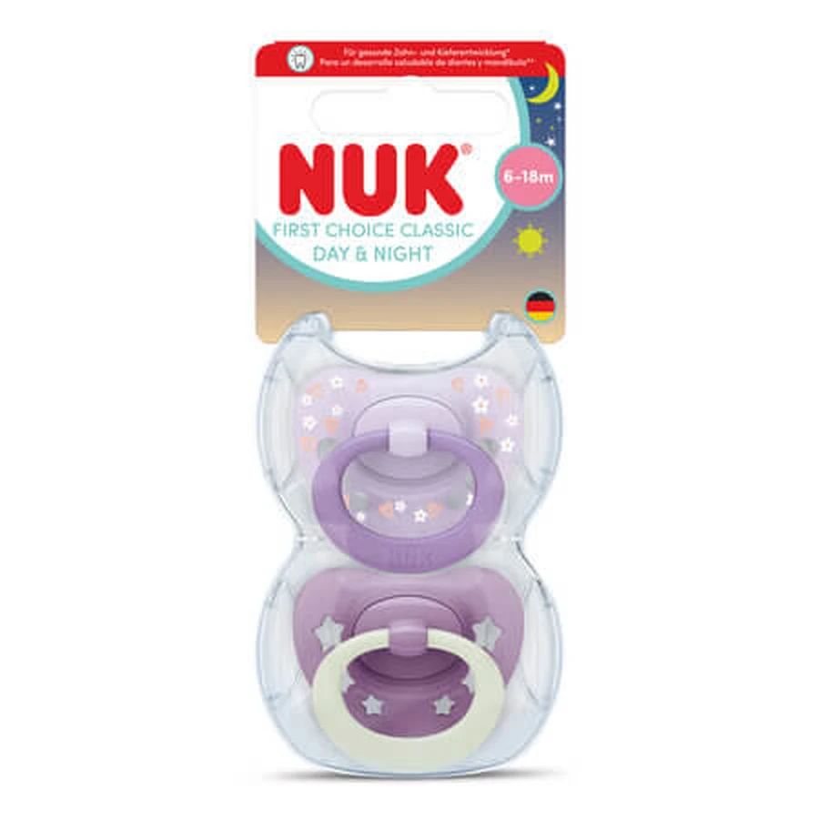 Day&Night First Choice Classic-fopspeenset, roze, 6–18 maanden, 2-pack, Nuk