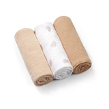 Crepon Muslin Diapers, 70x70 cm, Beige, 3-Pack, Babyono