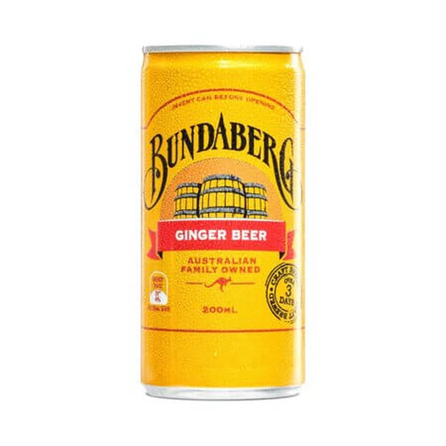 Ginger Beer, a refreshing ginger drink, 200 ml can, Bundaberg