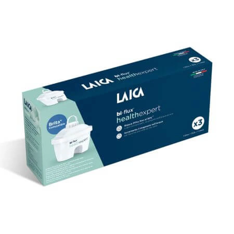 Cartouches filtrantes pour eau, Bi-Flux HealthExpert, lot de 3, Laica