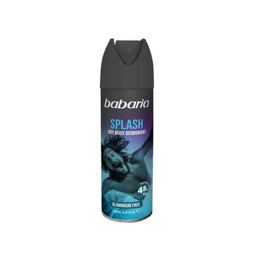 Aluminum-Free Deodorant Spray for Men with 48-Hour Protection Splash, 200 ml, Babaria
