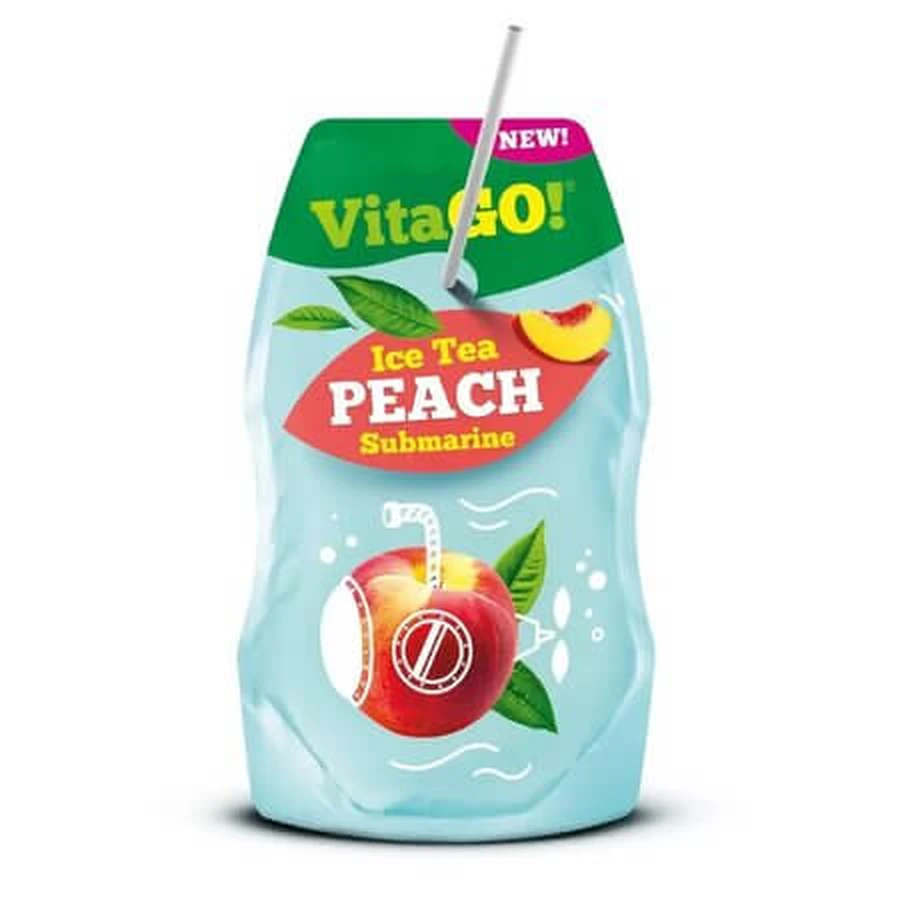 Boisson gazeuse au thé glacé à la pêche, 200 ml, VitaGo