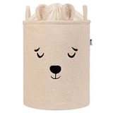 Foldable Storage Basket, 43 L, Beige, Fluffy Toy Boucle Bear, Sipo