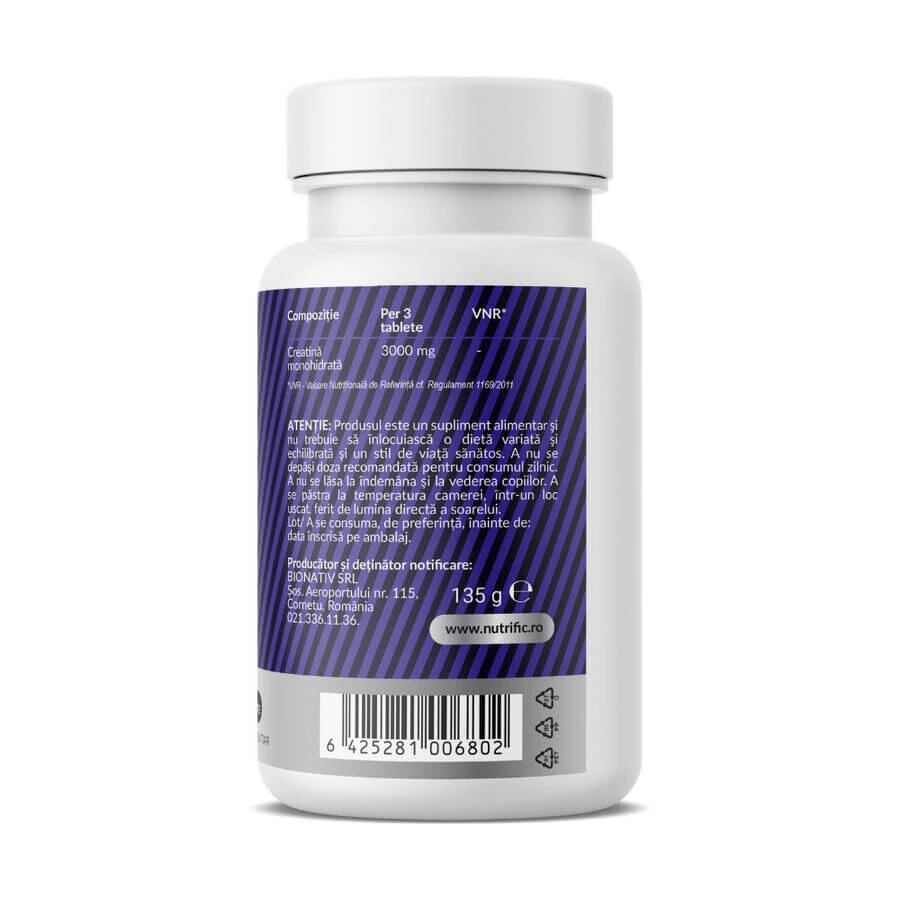 Creatine 1000-monohydraat, 90 tabletten, Nutrific