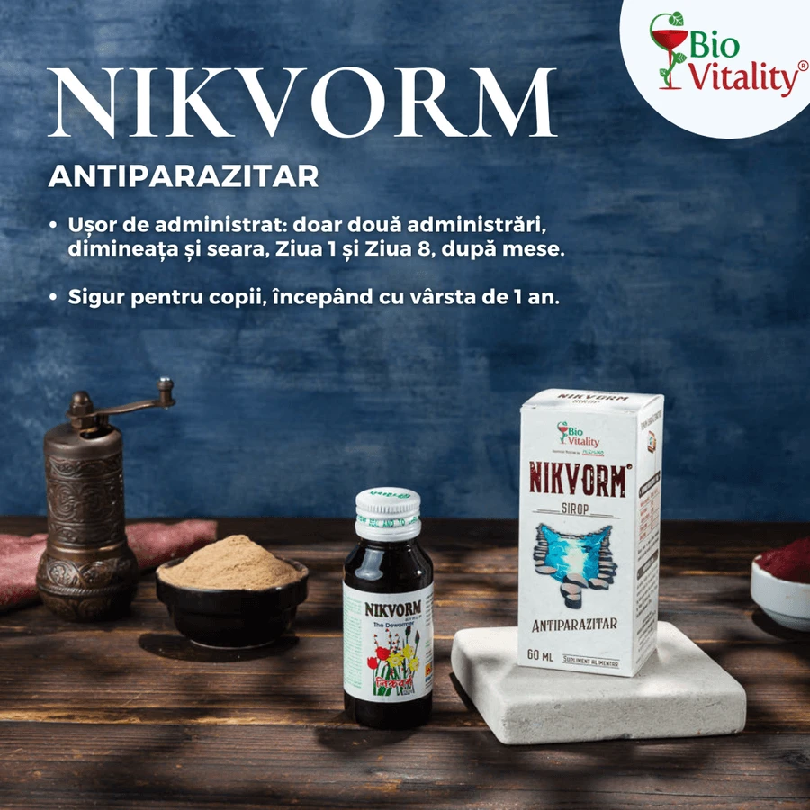 Lot économique de sirop Nikvorm : 3 flacons de 60 ml Bio Vitality