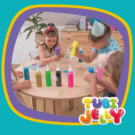 JELLY TUBE SET (Modelliergel) mit 6 Farben und einem kleinen Aquarium – DINOSAURIER