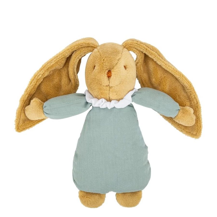 Organic Cotton Musical Bunny - 25 cm Green - Trousselier