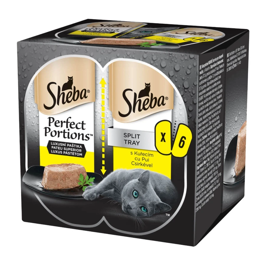 SHEBA Perfect Portions, Poulet, barquettes d'aliments humides pour chats (pâté), lot de 6, 37,5 g chacune
