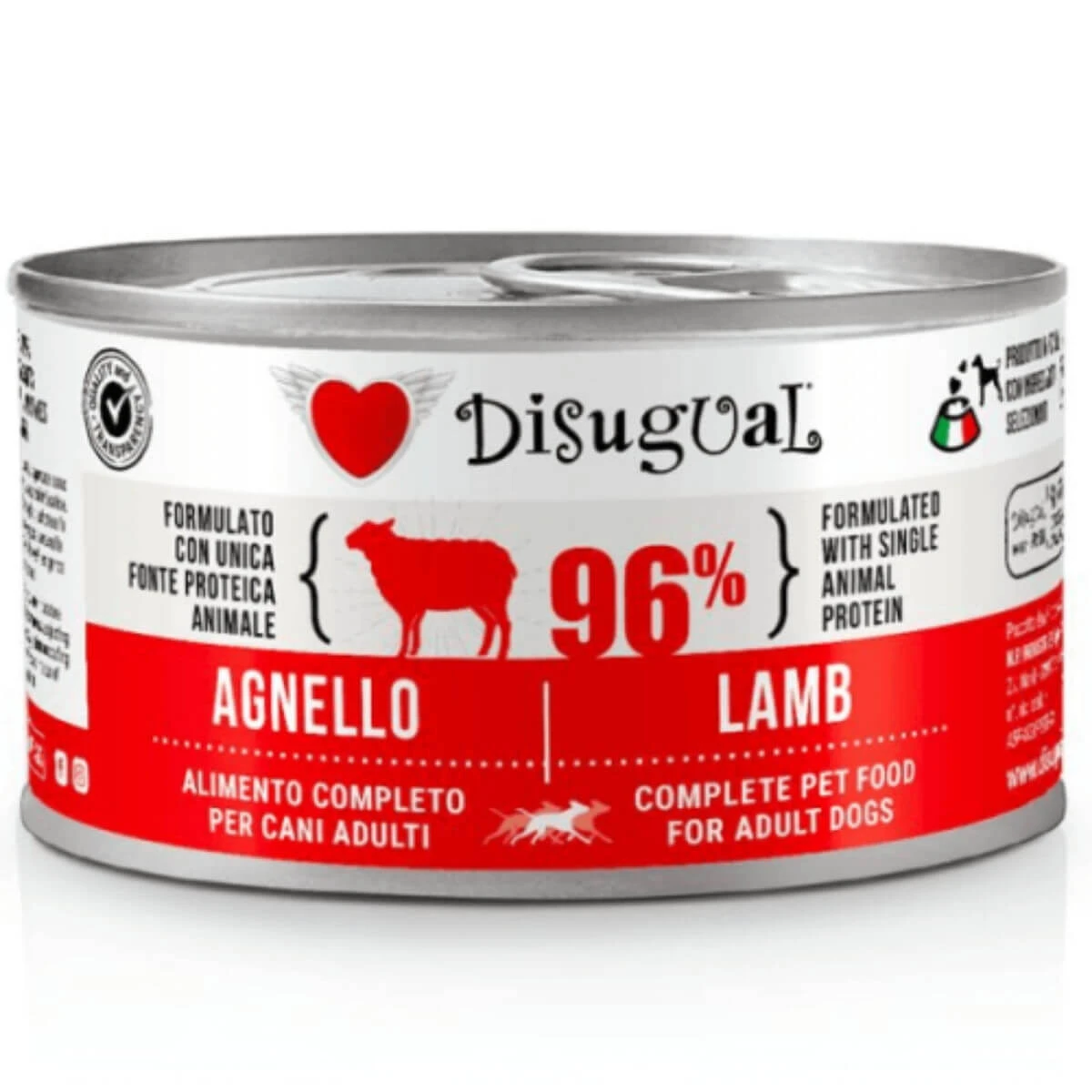 DISUGUAL Monoprotein, XS-XL, Lamsvlees, graanvrije natvoer voor honden met één eiwitbron (pâté), 150 g