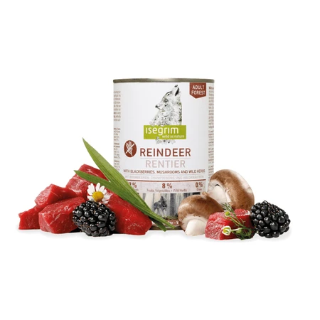 ISEGRIM, XS-XL, Ren, graanvrij natvoer voor honden (in jus), 800 g