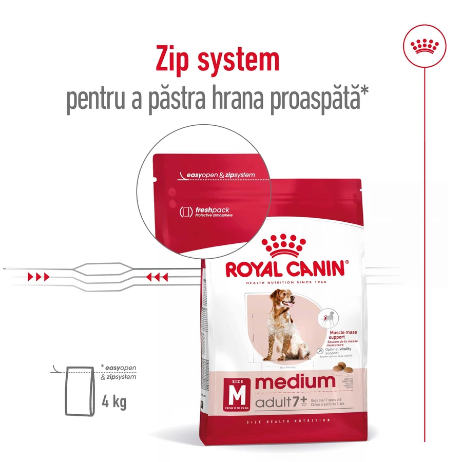 ROYAL CANIN Medium Adult 7+, croccantini per cani anziani, 4 kg