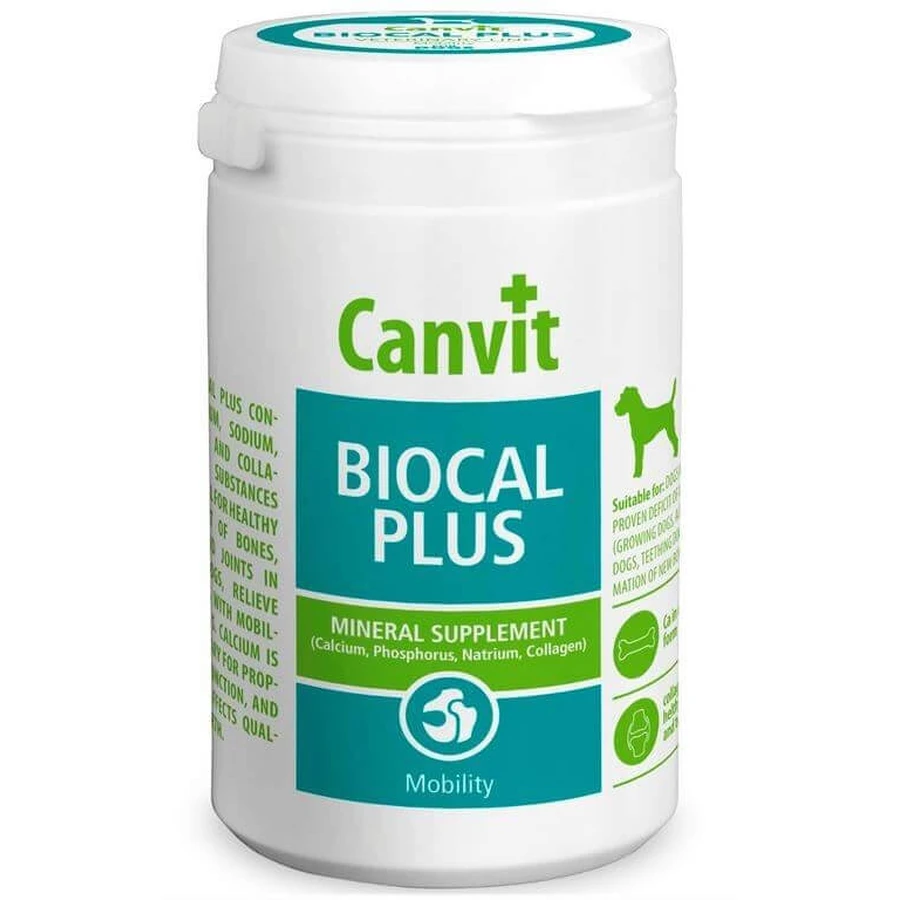 CANVIT Biocal Plus, XS-S, voedingssupplement voor gezonde gewrichten en botten bij honden, fles, 500 g
