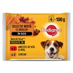 PEDIGREE Gemengd ras, XS-XL, Rundvlees en Kalkoen, nat hondenvoer in zakjes (in saus), multipack, 100 g x 4