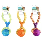 Pelota PAWISE con asa para jugar al tira y afloja, juguete masticable para perros, tallas S-L, vinilo, para la dentición, multicolor
