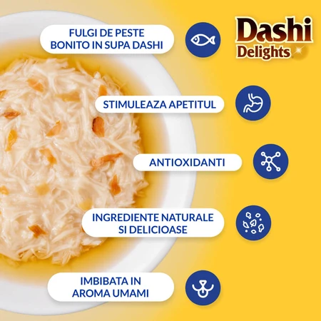 INABA Ciao Dashi, kip en bonito-vlokken, graanvrij natvoer voor katten (in saus), 70 g
