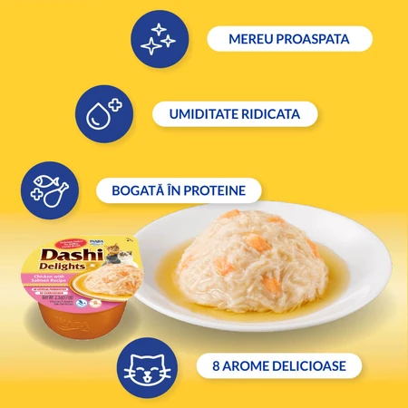 INABA Ciao Dashi, kip en bonito-vlokken, graanvrij natvoer voor katten (in saus), 70 g