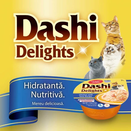 INABA Ciao Dashi, kip en bonito-vlokken, graanvrij natvoer voor katten (in saus), 70 g