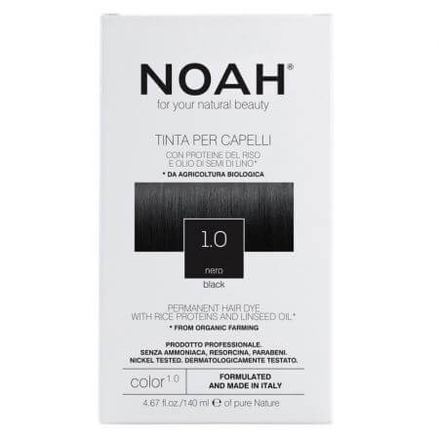 Vopsea de par naturala, Negru, 1.0, 140 ml, Noah