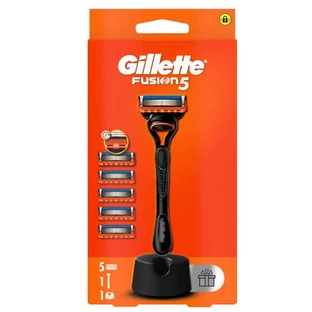 Gillette | Rasoir Fusion5, têtes de rechange, lot de 5 et socle gratuit | 1 lot