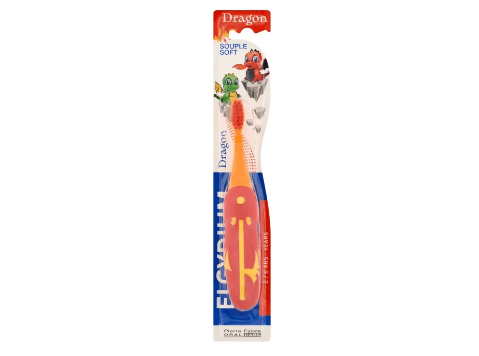 Elgydium | Kids Souple Soft Dragon kindertandenborstel voor kinderen van 2 tot 6 jaar | 1 stuk