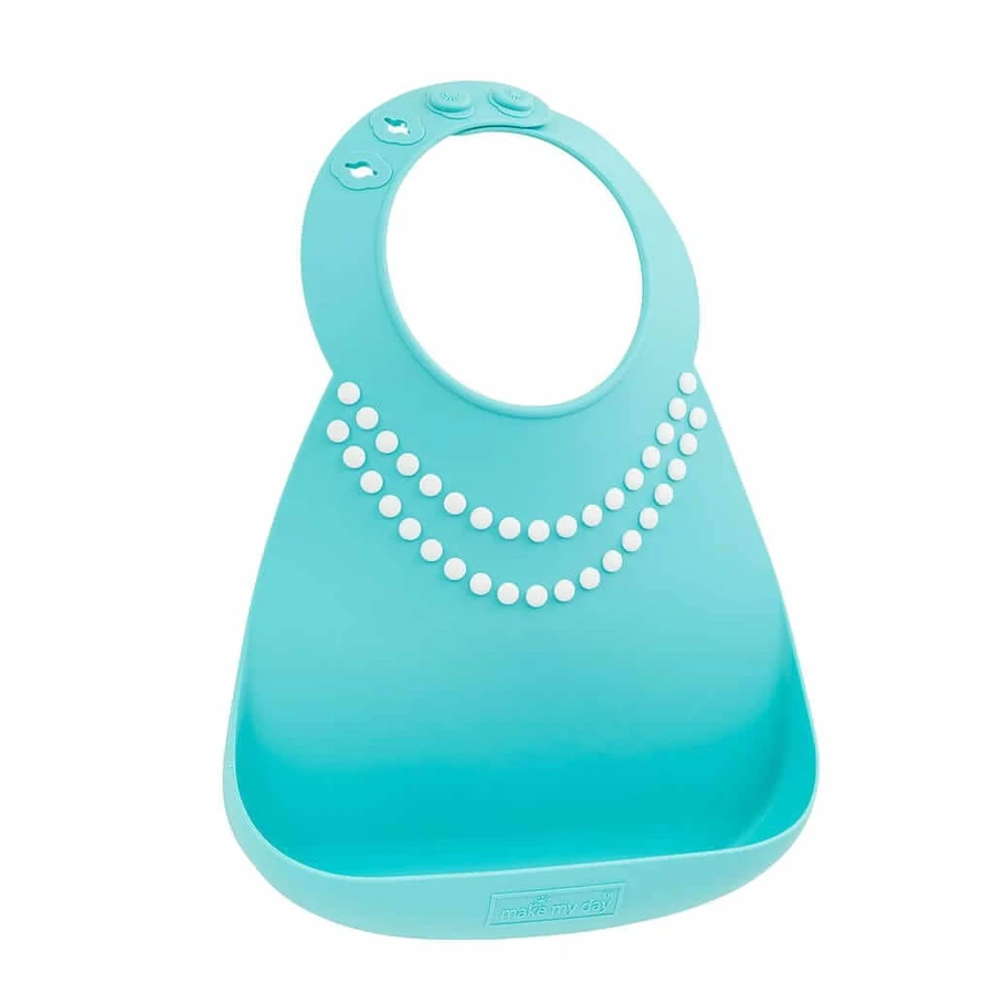 Munchkin | Make My Day Baby Silicone Bib, Tiffany Blue, 6m+ | 1 pc