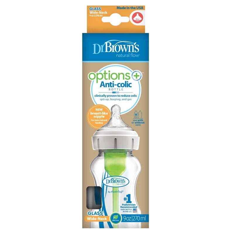 Dr. Brown's | Glazen babyfles met brede hals | 270 ml | 1 stuk