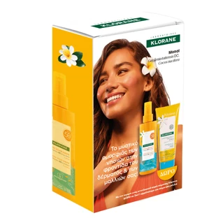 Klorane | Spray protettivo solare per il corpo Polysianes SPF 50 e shampoo e bagnoschiuma delicati per dopo l'esposizione al sole | 2x200 ml