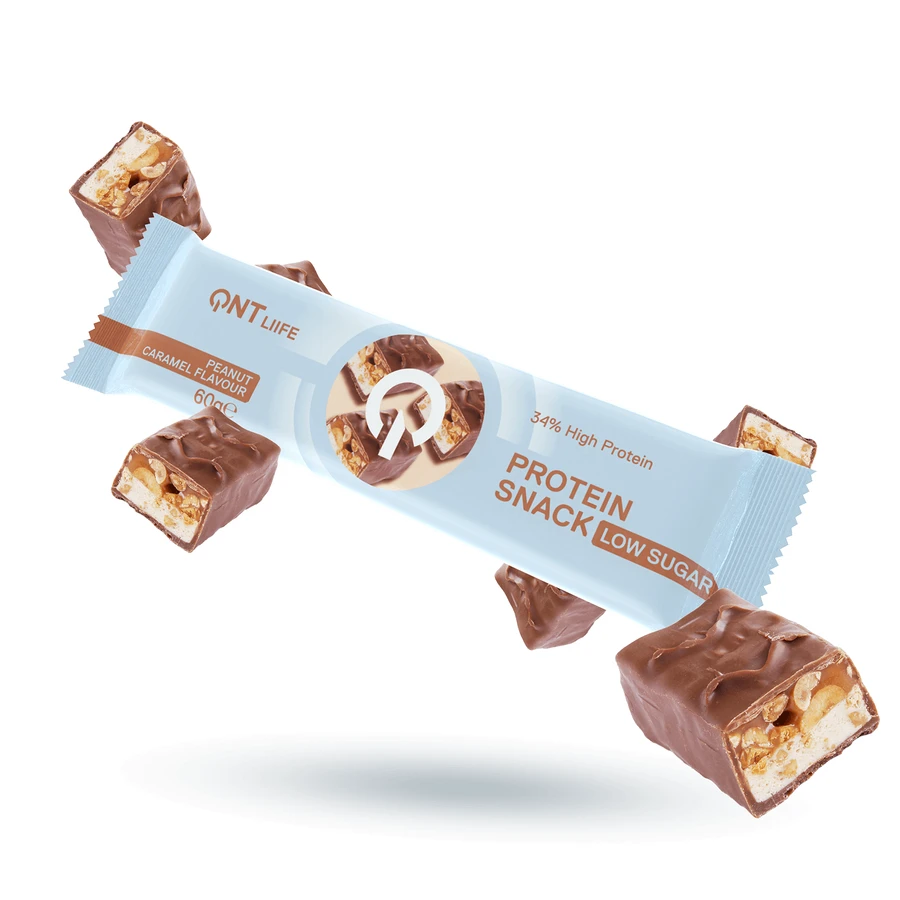 QNT | Batoane Protein Joy cu arahide și caramel, 38% proteine | 60 g 