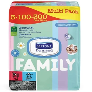 Septona | Dermasoft Family babydoekjes voor het hele gezin met kamille | 3 x 100 vellen