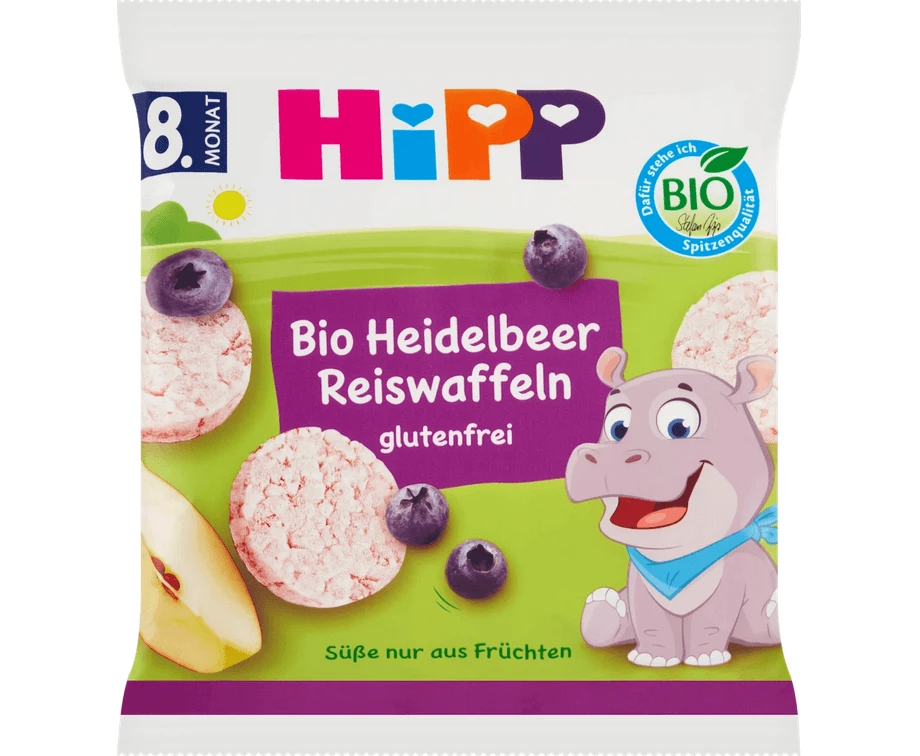 Hipp | Rijstwafels met bosbessen voor baby's, vanaf 8 maanden | 35 g