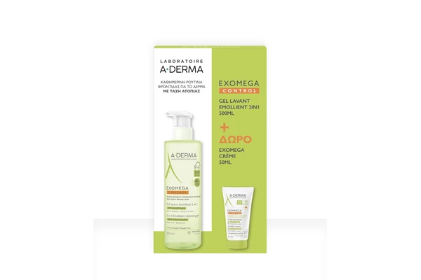 A-Derma | Exomega 2-in-1-gel 500 ml & A-Derma Exomega-crème 50 ml (gratis geschenk) | 1 set