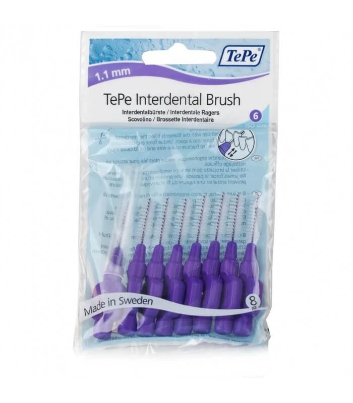 Tepe | Tussenruimteborsteltje 1,1 mm | Paars tussenruimteborsteltje | 8 stuks