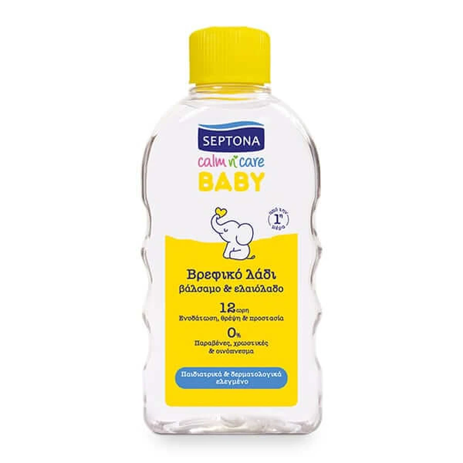 Septona | Calm n Care Ulei pentru bebeluși cu balsam și ulei de măsline | 200 ml