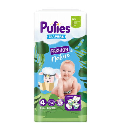 Pufies Windel Maxi Pack Fashion & Nature, 9-14 kg, 4 Maxi, 54 Stück, Pufies