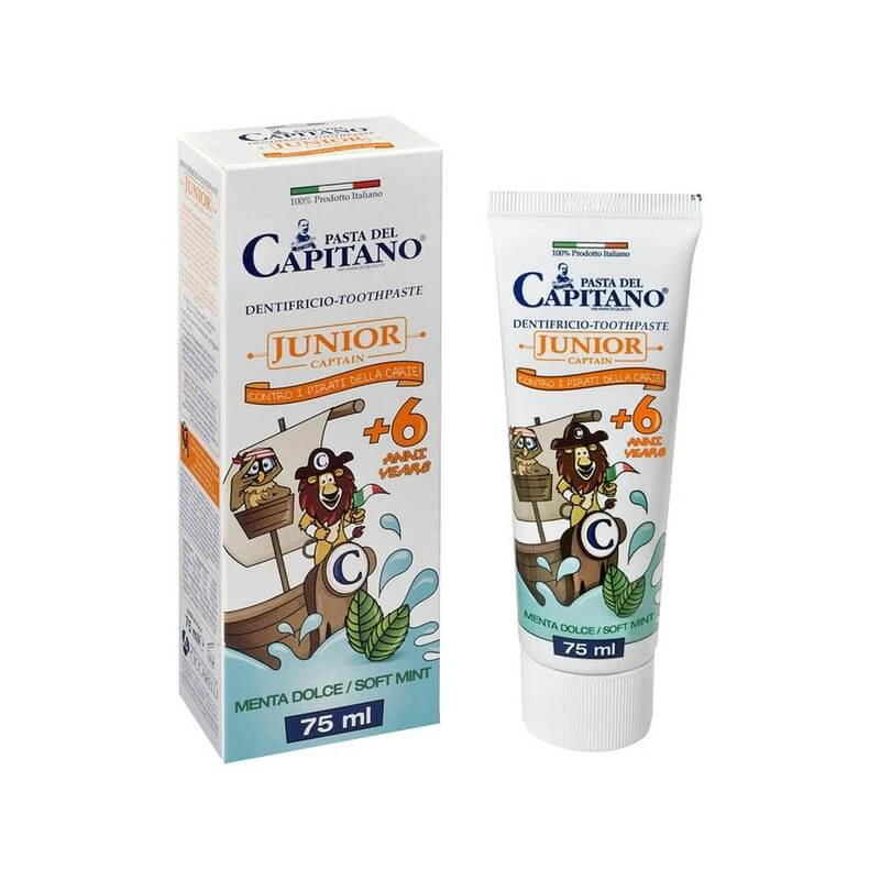 Pasta del Capitano | Junior Captain-tandpasta voor kinderen vanaf 6 jaar met milde muntsmaak | 75 ml