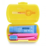 Curaprox | Set de viaje con pasta de dientes de 10 ml, cepillo de dientes plegable, cepillo interdental y estuche de viaje amarillo | 1 unidad